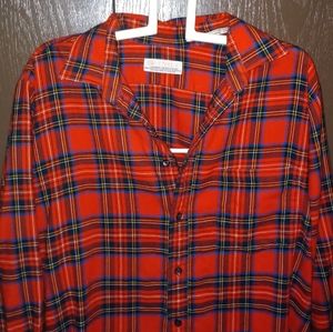 Retro Vintage English Plaid Button Down Shirt - Red, Black, @ Blue - Size M?